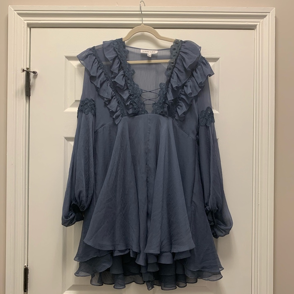 Shona Joy frilled silk mini dress